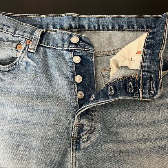 Levi's 501 Jeans Mens Size 32x30 Blue Straight Leg Button Fly Denim Stretch - Picture 10 of 15